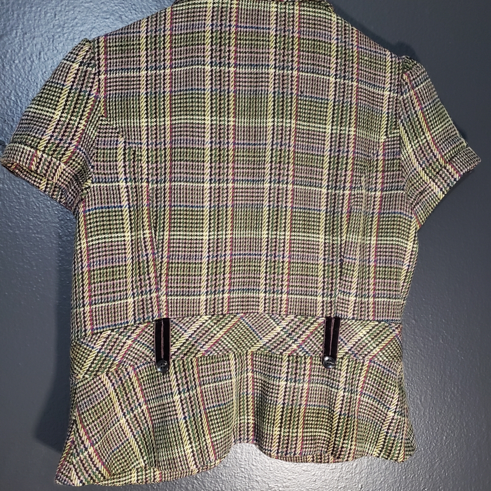 41. Studio Y Sz XL Multicolor Plaid Short-Sleeve Blazer - Picture 3 of 8